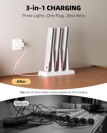 EZVALO 6-Pack Under Cabinet Lighting with 2 Charging Stations, 9 Inch Rechargeable Wireless Motion Sensor Lights, 2000mAh, 3 Color Temps, Dimmable, Magnetic, Remote Control for Kitchen, Closet