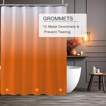 Orange Shower Curtain Liner, 4G PEVA Shower Liner, Plastic Peva Waterproof Shower Curtains, 72x72 inch with Grommet Holes 3 Magnetic Weights