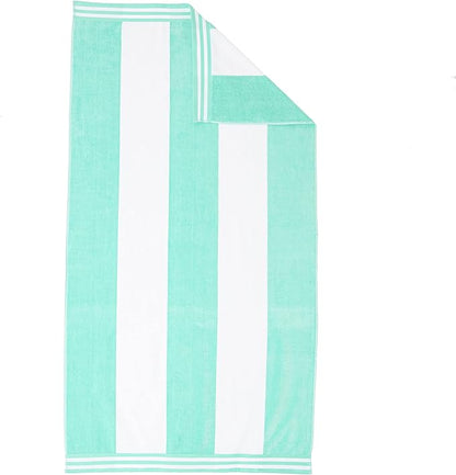 Superior Cotton Nautical Stripe Beach Towels, Colorful Towels for Adult, Kid, Pool, Swimming, Sand, Travel, Large Oversized, Absorbent, Fast Drying, Bath Basics, Cabana Collection, 1 Piece, Mint