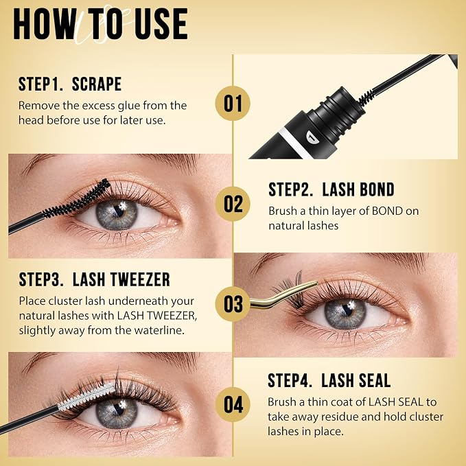 QUEWEL Lash Clusters 320Pcs 35D+45D D Curl Lash Cluster Eyelash Extensions | Cluster Lashes Mix9-16mm Individual Eyelashes Clusters Wispy Lash Clusters Thin Band Soft to Use at Home(35D+45D D Mix9-16)