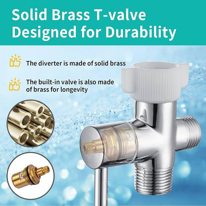 BARROCK Handheld Bidet Sprayer Combo Set for Toilet, Portable Bathroom Bidet Seat Attachment, 2 Way Installation Hang or Wall-Mount Shattaf Kit for Women with Brass T-Valve Explosion-Proof Hose Chrome