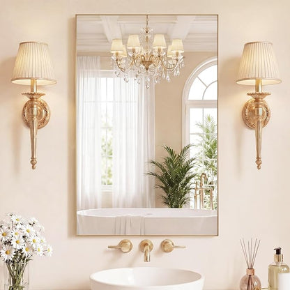 DUMOS 24"x40" Wall Mirror, Bathroom Mirrors for Over Sink, Gold | Tempered Glass & Anti Rust Metal Frame, Decor for Entryway, Living Room, Bathroom, Vanity