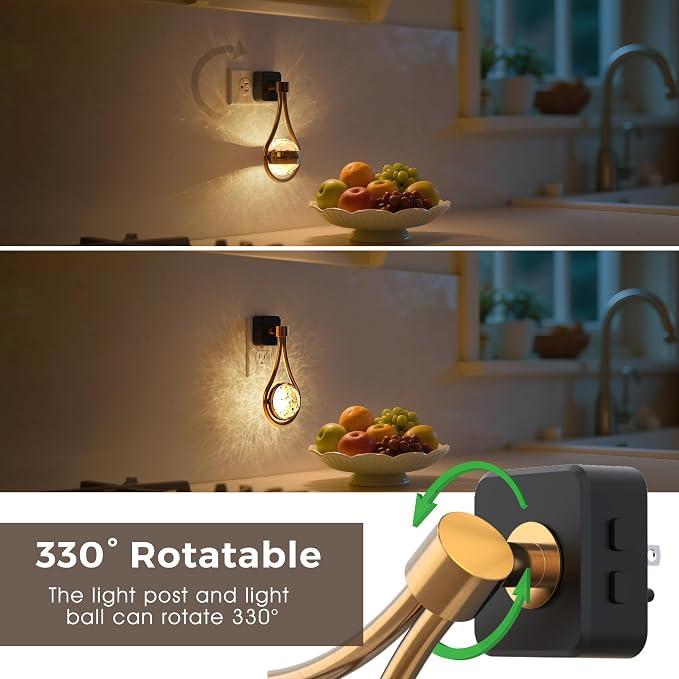 L LOHAS LED Night Lights Plug Into Wall, Star Projector RGB Night Light | 10 Color Change, Dusk to Dawn Sensor, 2 Pack 330°Rotating Globe Night Light for Bedroom, Hallway, Home Decor, Gaming Room