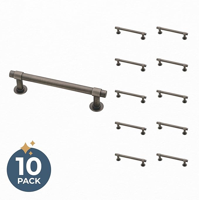 Franklin Brass Francisco (10-Pack) Cabinet Handles 4" Hole Center Vintage Pulls | Heirloom Silver Hardware Kitchen Door, Drawers, Dressers, Furniture P29617K-904-B