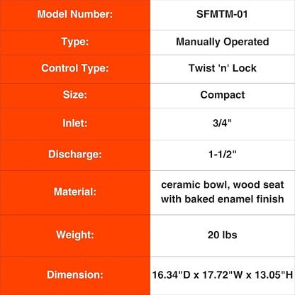 SEAFLO Manually Operated Marine Toilet Head