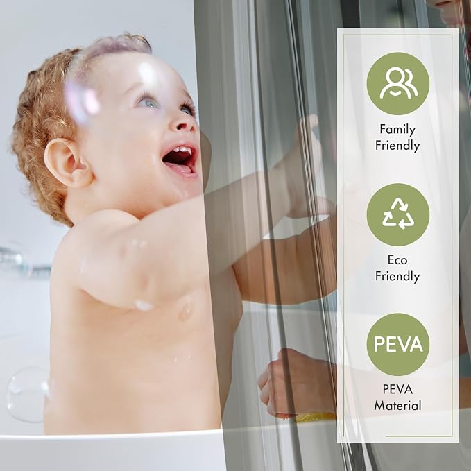 Shower Curtain Liner 72x72, Plastic Shower Liner PEVA Medium Weight Inside Shower Curtains for Bathroom with Rustproof Grommets, Clear Black