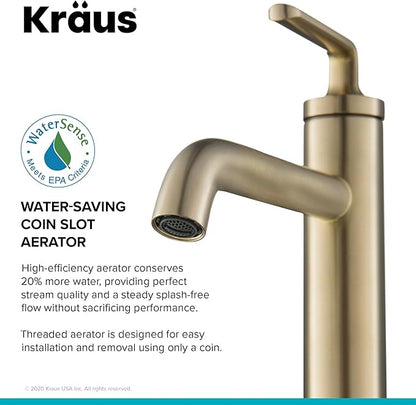 KRAUS Ramus Single Handle Vessel Sink Bathroom Faucet with Pop-Up Drain in Matte Black, KVF-1220MB-2PK