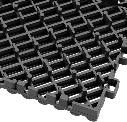 Jocoevol 36-Pcs Interlocking Tile, 12" x 12" Indoor/Outdoor Self-Drainage Interlocking Floor Tiles, Non-Slip Heavy-Duty Polypropylene Splicing Flooring Tile for Garage Patio Pool Bathroom, Black