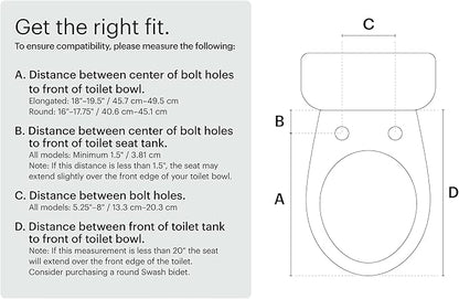 Brondell LT89 Electric Bidet Toilet Seat, Fits Round Toilets, White – Side Arm Control, Warm Water Wash, Strong Wash Mode, Stainless-Steel Nozzle, Nightlight and Easy Installation