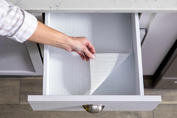 EasyLiner Select Grip Shelf Liner - Easy to Install & Cut to Fit - Non Slip, Non Adhesive, Drawer Shelf & Cabinet Liner for Kitchen, Bathroom, Pantry Cupboards - 12in. x 24ft. - White