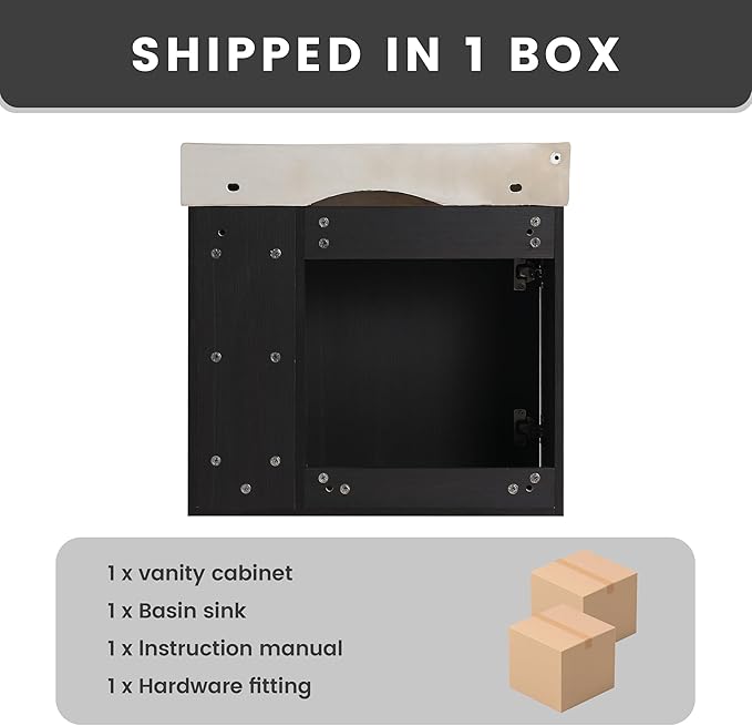 24 Inch Floating Vanity,24" Bathroom Vanity with Sink Combo,Modern Single Sink Bathroom Vanity Combo,Black Wall Mounted Cabinet Set