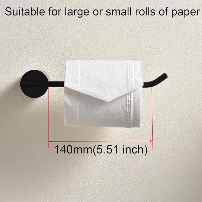 RANDOM Matte Black Bathroom Hardware Set 4 Pieces Stainless Steel Black Towel Bar Set Includ 18 inch Hand Towel Holder Toilet Paper Holder and 2 Towel Hooks Wall Mounted Bathroom Accessories Kit