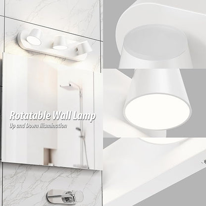 URSOLA 3 Light Bathroom Vanity Light LED White Wall Light Fixtures Up and Down Rotatable Dimmable 20 inch Bathroom Lighting