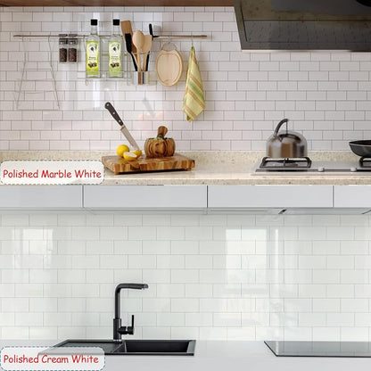 2026 New Upgrade Peel and Stick Backsplash Tile, Peel and Stick 11.34" X 11.57" Wall Tile for Kitchen, Bathroom, Fireplace, Laundry (Bright White, 10 Packs)