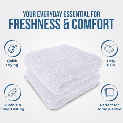 DAN RIVER 10 Pack Wash Cloths for Showering [11x11] - 100% Cotton Washcloths Premium Quality Flannel Face Cloths for Bathroom, Highly Absorbent and Soft Feel Wash Clothes, White
