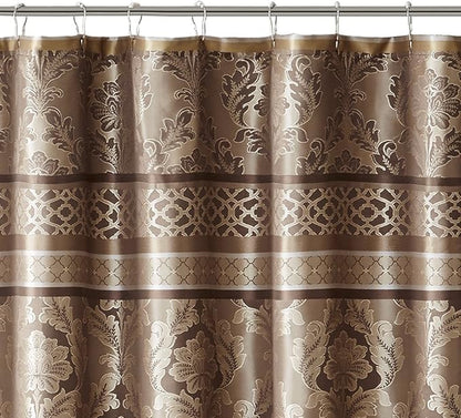 Bellagio Taupe Shower Curtain, Transitional Shower Curtains for Bathroom, 72 X 72, Beige