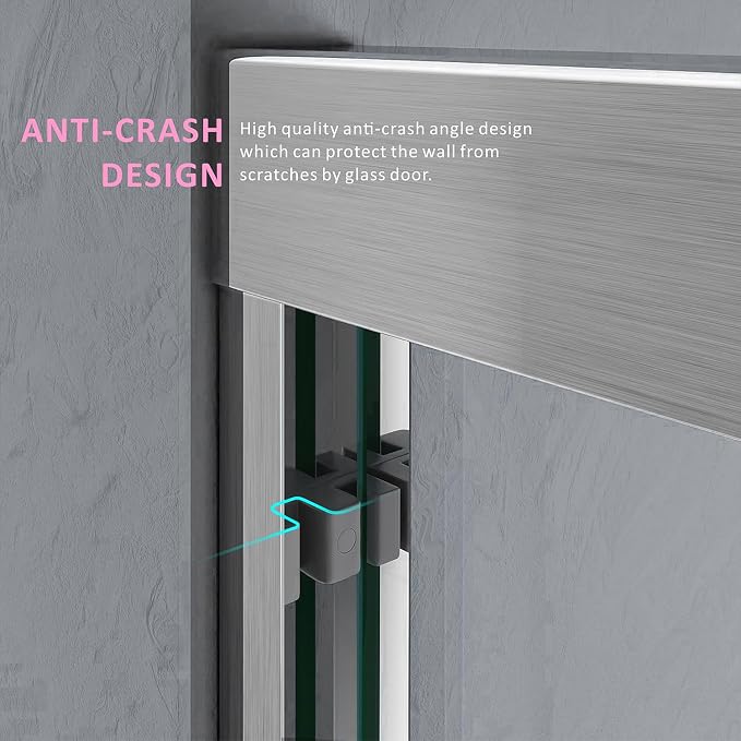 Bathtub Sliding Glass Shower Doors,56-60 inch W x 62 inch Height Shower Doors with 1/4 inch(6mm) Clear Tempered Glass,Semi-Frameless Bypass Tub Doors with Stainless Steel Brushed Nickel Handles