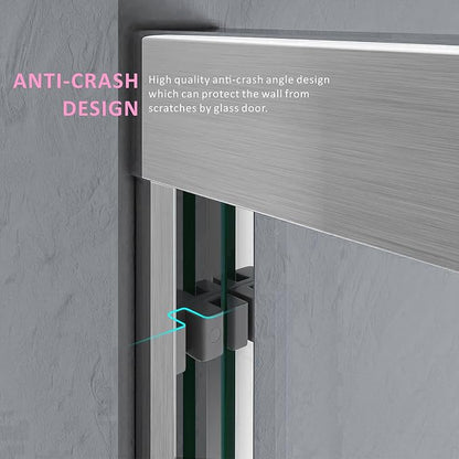 Bathtub Sliding Glass Shower Doors,56-60 inch W x 62 inch Height Shower Doors with 1/4 inch(6mm) Clear Tempered Glass,Semi-Frameless Bypass Tub Doors with Stainless Steel Brushed Nickel Handles