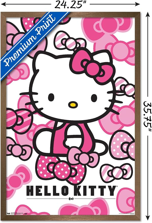 Trends International Hello Kitty - Bows Wall Poster, 22.375" x 34", Bronze Framed Version