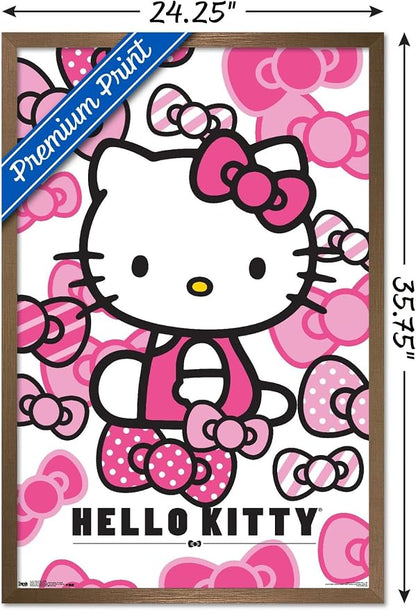 Trends International Hello Kitty - Bows Wall Poster, 22.375" x 34", Bronze Framed Version