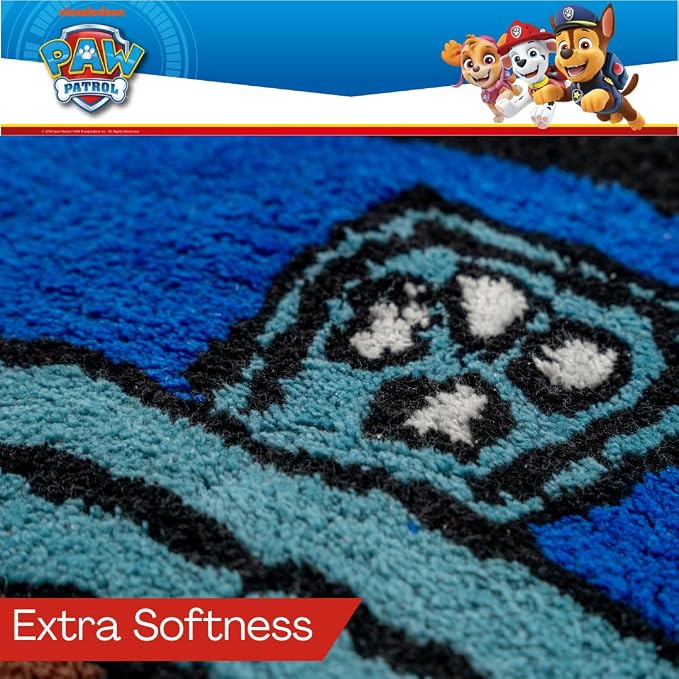 Paw Patrol Chase 100% Cotton Non Slip Plush Bathroom Mat Rug (Officially Licensed Product) By Franco