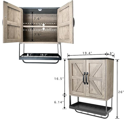 Over The Toilet Storage Cabinet, Bathroom Above Toilet Cabinet Organizer with Doors and Adjustable Shelves, Bathroom Shelf Organizer with Anti-Tip Device & Drain Rack, White (Brown)