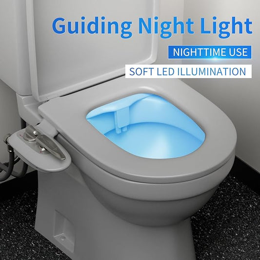 Non-Electric Bidet Attachment for Toilet Seat With LED Light Warm and Cold Water Adjustable Water Pressure, Rear and Feminine Wash, Dual Nozzle, Self-Cleaning