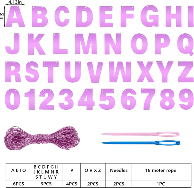 DIY Banner Kit with Letters Bright Pink Customizable Birthday Banners Graduation Banner Custom Party Hanging Banners for Graduation Wedding Party Baby Shower Decoration (Bright Pink)