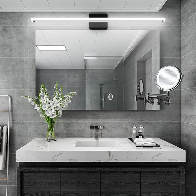 40inch Black LED Bathroom Vanity Light Bar 36W Modern Bath Light Fixture Over Mirror Vanity Light Cool White 6000K