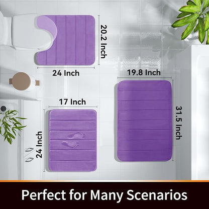 Yimobra Memory Foam Bath Mat, Super Soft Absorbent Bathroom Rug Non Slip, Quick Dry, Machine Washable Floor Carpet for Tub Shower, Home Decor Accessories, 24x17, Lavender