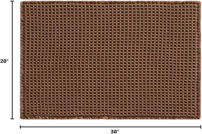 TYUU Waffle Bath Mat, Boho Bathroom Rugs Non Slip, 30x20 Mocha | Super Absorbent Quick Dry Bath Rug, Non-Slip Backing, Soft Waffle Washable Farmhouse Bathroom Mats, Tub, Shower & Home Decor