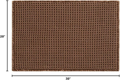 TYUU Waffle Bath Mat, Boho Bathroom Rugs Non Slip, 30x20 Mocha | Super Absorbent Quick Dry Bath Rug, Non-Slip Backing, Soft Waffle Washable Farmhouse Bathroom Mats, Tub, Shower & Home Decor