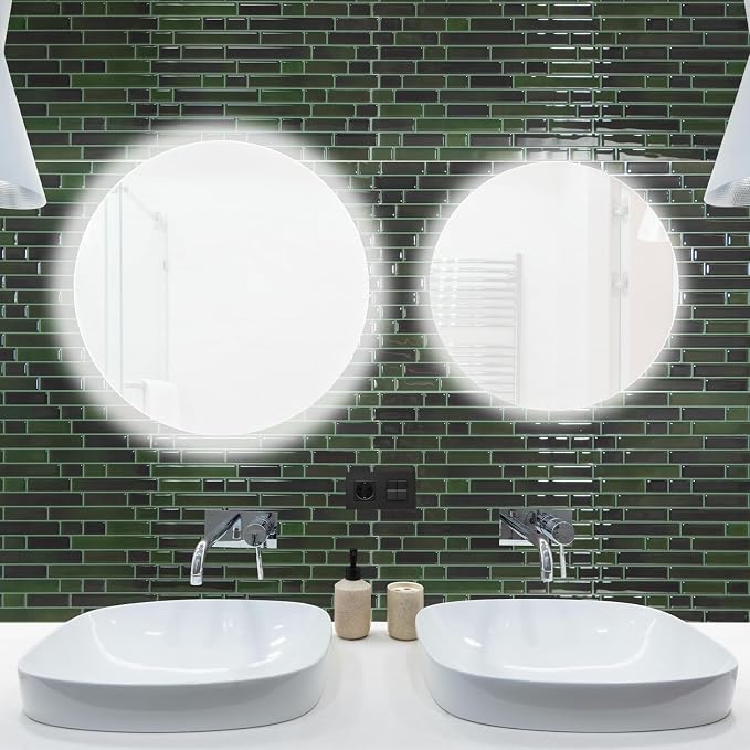 Art3d Linear Design Tile Peel and Stick Backsplash, 10-Sheet, Dark Green | 12 x 12 Inch, Enhanced Thickness, Warp Resistant, Strong Adhesion, Sturdy, for Kitchen, Bedroom, Ideal for Home Improvement