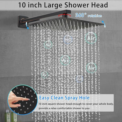 Oil Rubbed Bronze Shower System YCAIKOI Wall Mount Shower Faucet Set for Bathroom 10 Inch High Pressure Luxury Shower Head with Handheld, Rough-in Valve Body and Trim Included