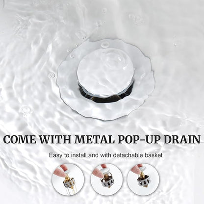 Ultimate Unicorn 8 inch Bathroom Faucet White, Waterfall Bathroom Sink Faucet with Metal Pop-up Drain Stopper and 2 Supply Hoses,2 Handle Widespread Faucets for Vanity Sink 3 Holes