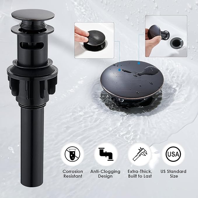 Oil Rubbed Bronze Bathroom Faucet, Sanliv 3-Piece Widespread Bathroom Faucets for 3-Hole Sinks 4-8 Inch, Bronze Waterfall Vanity Faucet with Pop-Up Drain (ORB)