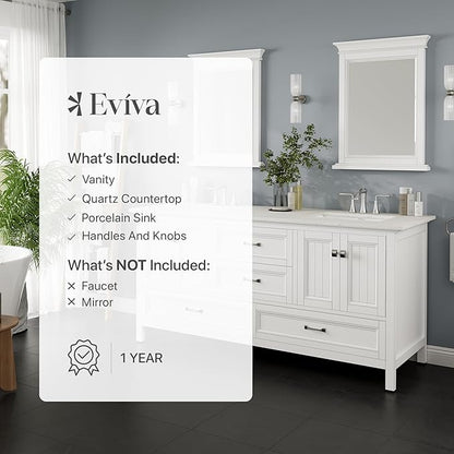Eviva Britney 72 in. White Double Sink Bath Vanity with Carrara Quartz Top and Undermount Porcelain Sinks