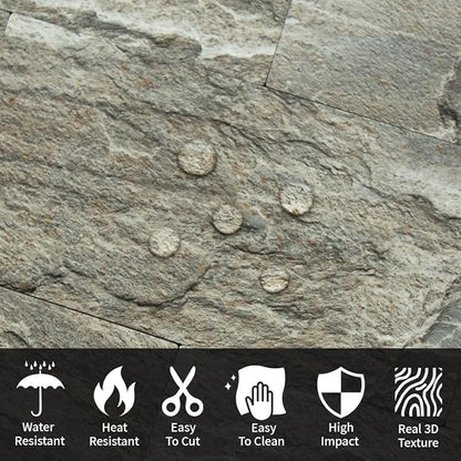 AULIGET 4-Piece Faux Stone Peel and Stick Backsplash Wall Tiles, 3" x 6" Apache Brown Rock PVC Stick on Tile for Backsplash Kitchen, Bathroom, Laundry Room, Camper, Fireplace