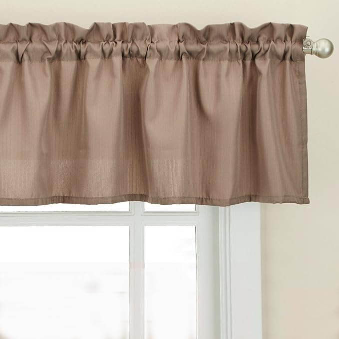 Sweet Home Collection Kitchen Curtains for Windows 40+ Styles & Colors Swag, Valance, Tier Sets & Panels Cafe Curtains for Farmhouse, Rustic, Modern Décor, Ribcord Taupe, Valance