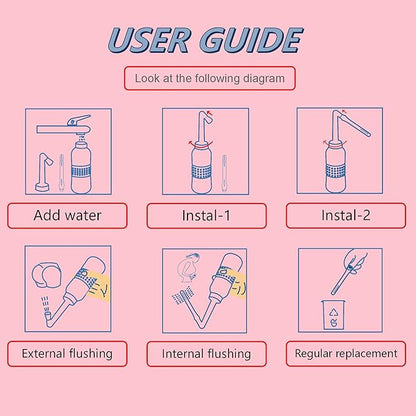 2PCS-Pack 2IN1 Intimate Wash for Women,2 Nozzle（Short+Long）,Portable Bidet Travel Bidets with Waterproof Cap + Storage Bag,Peri Bottle for Postpartum Care (Pink+Green)