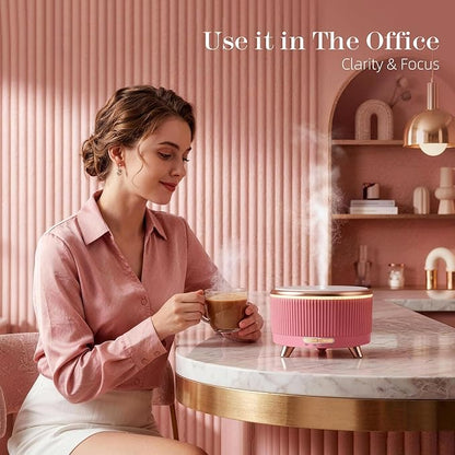 500ml Essential Oil Diffuser, Ultrasonic Aromatherapy Humidifier | with Remote Control, 7-Color LED Light, Timer & Auto Shut-Off, Cool Mist Diffuser for Home, Bedroom, Office (Pink)