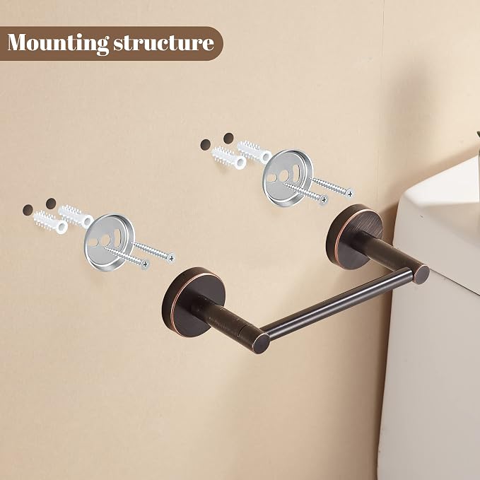 Bronze Bathroom Accessories, Oil Rubbed Bronze Bathroom Hardware Set Includes double post Toilet Paper Holder 15 to 24 Inch Towel Bar Towel Ring Robe Hook 4 Pieces Hand Towel Holder Wall Mount