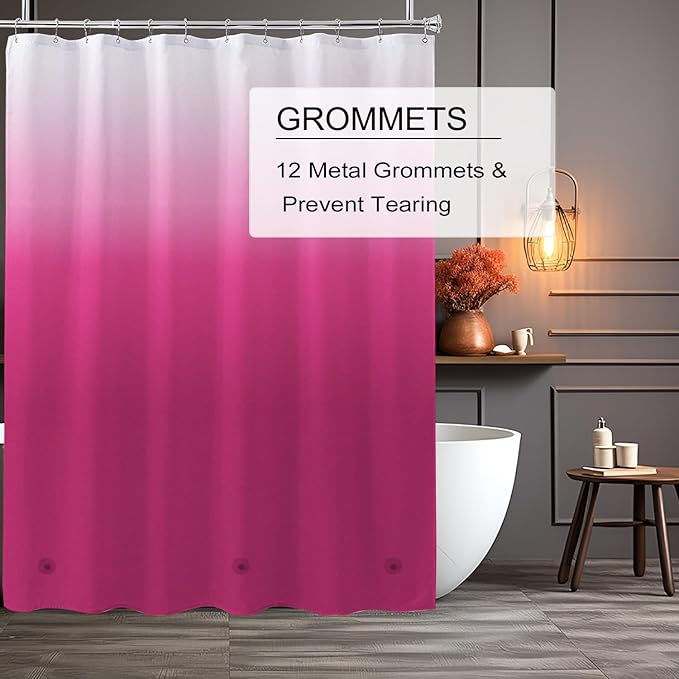 Red Shower Curtain Liner, 4G PEVA Shower Liner, Plastic Peva Waterproof Shower Curtains, 72x72 inch with Grommet Holes 3 Magnetic Weights