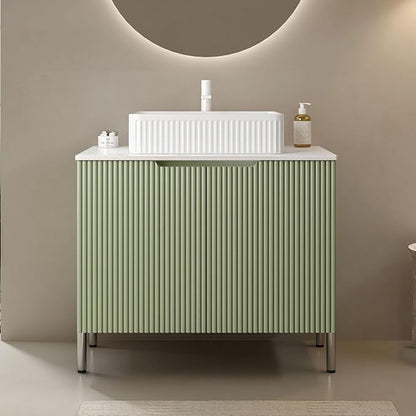 30" Transitional Light Green Bathroom Vanity with Sink, Bathroom Storage Cabinet with 2 Soft Close Doors, Drain Assembly and Pipe NOT Included