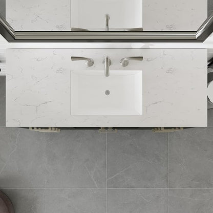 Eviva Aberdeen 54 in. Espresso Single Sink Bath Vanity with Carrara Quartz Top and Undermount Porcelain Sink