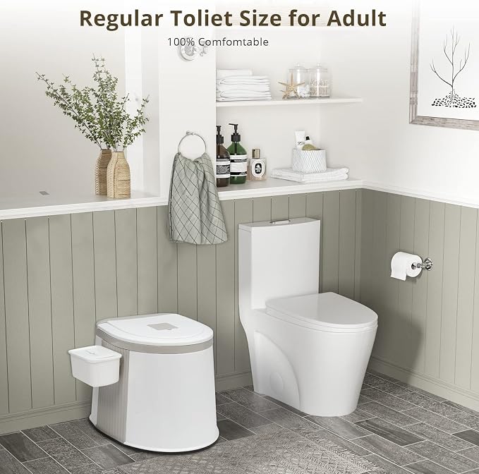 VINGLI Portable Toilet, Commode with 5 Gallon Bucket Inner, Lightweight Camping RV Toilet for Adult, Kids, Boat, Van, Travel (Classic)