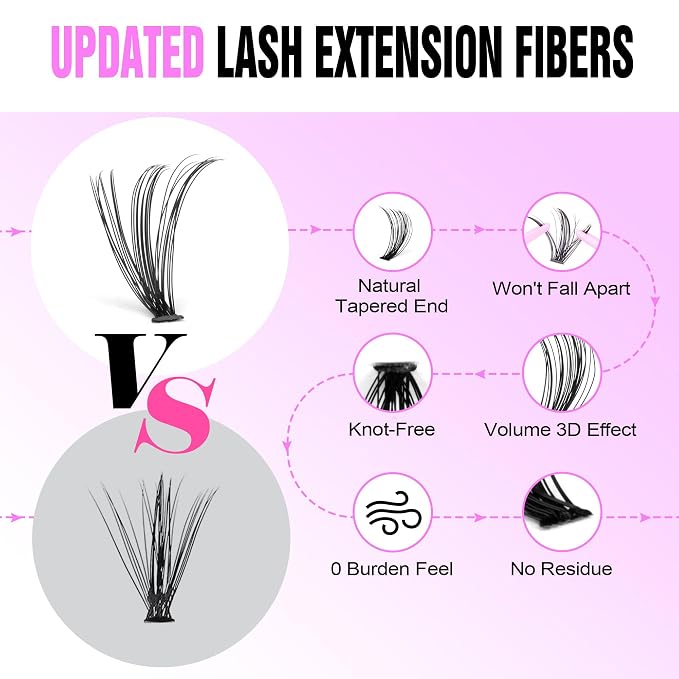 Lash Clusters Natural 30D Cluster Eyelash Extensions 8-15mm Individual Lashes Cluster Wispy 280pcs Eyelash Clusters Lash Extension for Self Application (30D, 0.07D, 8-15mm)