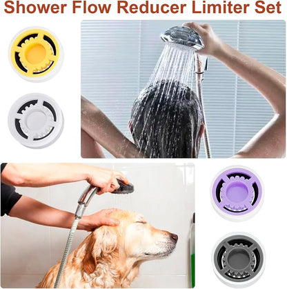 4pcs Shower Head Flow Restrictor, 1.5/1.8/2.5/3.0 GPM | Shower Head Water Saver, Plastic, 0.56 0.54 0.21 in, Universal Size, 14mm Connector