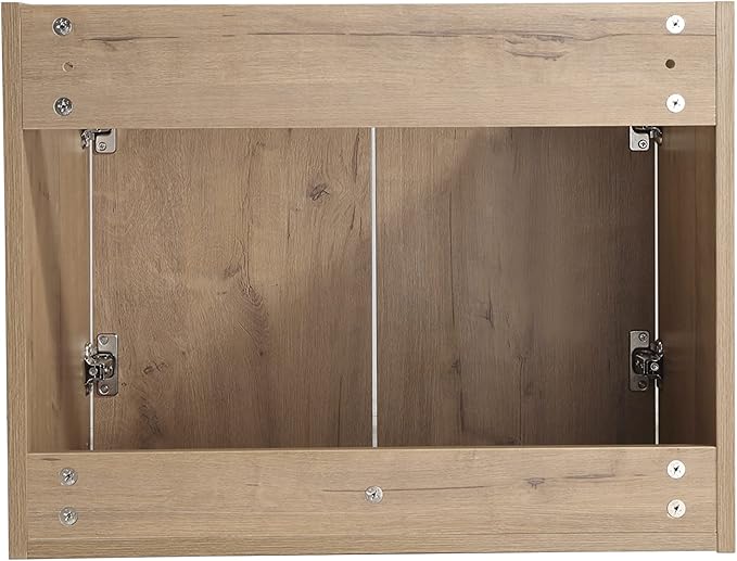 24 Inch Wall Mount Bathroom Vanity W/Sink Combo for Small Space, Modern Design Vanity Cabinet Gel Basin Countertop, Float Mounting Design Cabinet Set with Soft Close Doors (Oak, 23.6''x18.1''x19.3'')