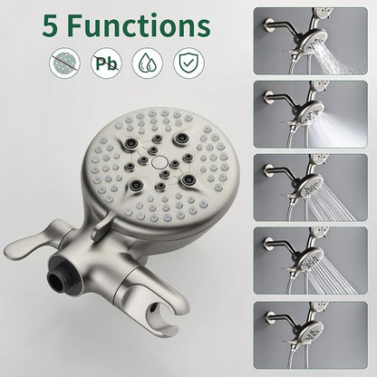 L829-2 Brushed Nickel Shower Faucet Set - Complete Dual Shower Head & Handheld Combo, Tub Spout & Trim Kit